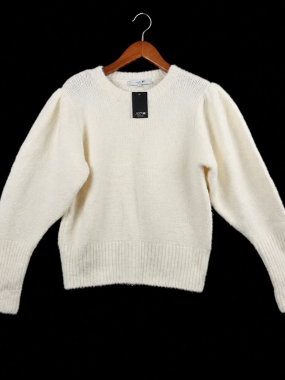 NWT Joe's Jeans L Cream Puff Sleeve Fuzzy Knit Sweater Romantic Quiet Luxury